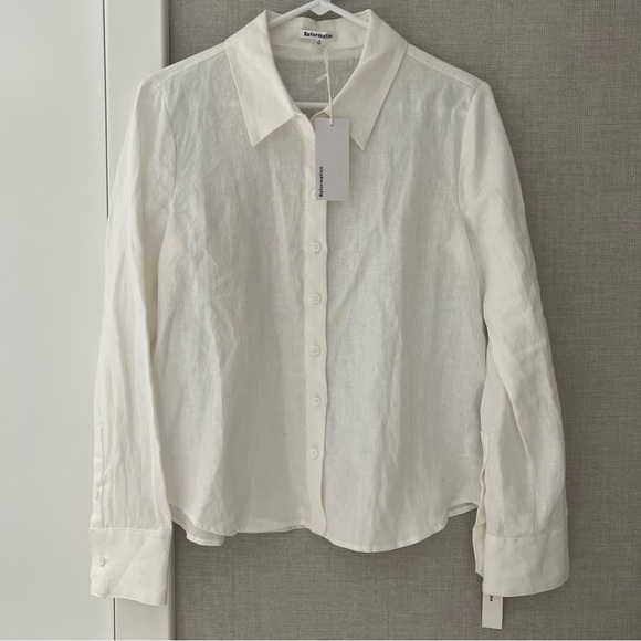 Reformation Tops - Reformation Sky Relaxed Linen Top Ivory - Size S; New with Tags